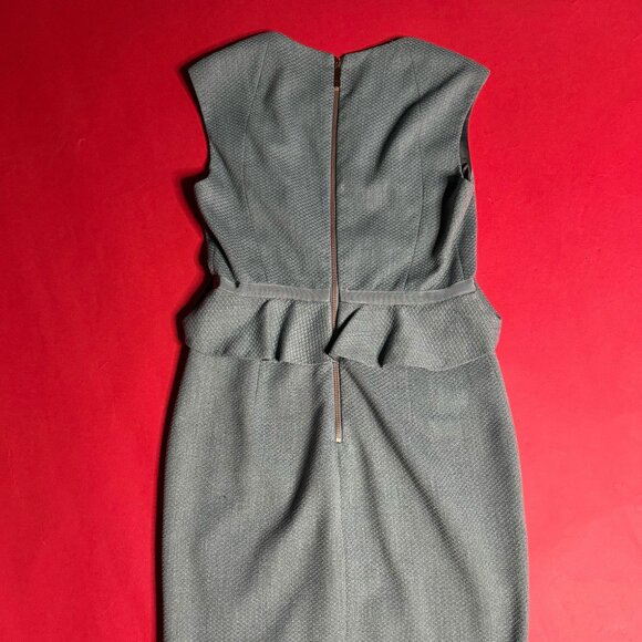 Ted Baker Casual Grey Dress with Ruffled Belt and Chic Pencil Silhouette, Size 3 - Picture 6 of 11